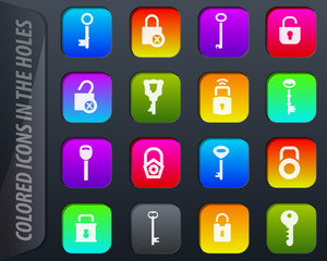 Lock and Key icons set