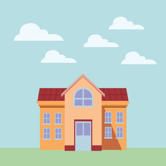 Fototapeta premium School building cartoon