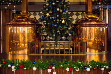 New Year's interior in the beer bar