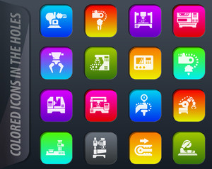 Machine tool icons set