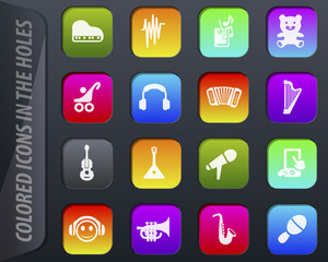 Children's toys icons set