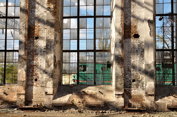 big windows  old manufacture building of the 19th century