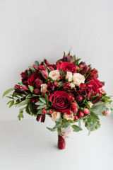 wedding day, bridal bouquet of red roses, the bride's bouquet, Red roses