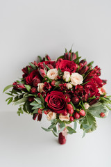 bridal bouquet of red roses, Red roses, the bride's bouquet, wedding day