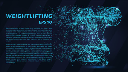 Particle weightlifting. Vector illustration.