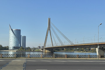 Fototapeta na wymiar Bridge through the Daugava in Riga