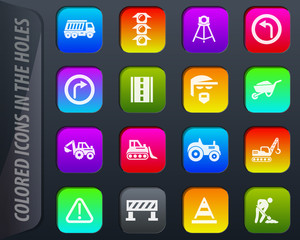 Road repair icon set