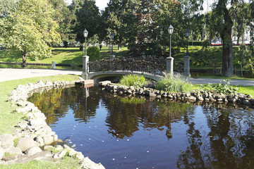 Garden with pond in Riga