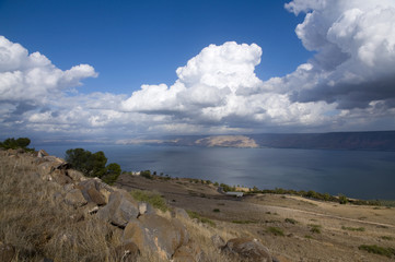 Fototapeta na wymiar Sea of Galilee in winter