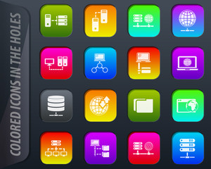 Internet, server, network icons set