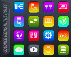 Internet, server, network icons set
