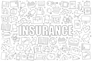 Insurance background from line icon. Linear vector pattern. Vector illustration