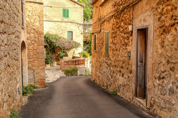 Fototapeta na wymiar Empty narrow street in Palma de Mallorca.