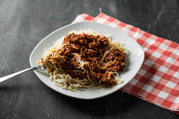 homemade pasta with tomato sauce