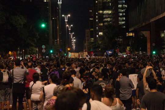 crowd during demonstration in São Paulo
