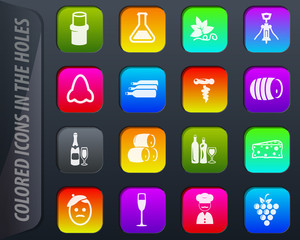 Vineyard and Wine icons set