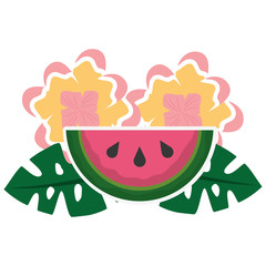 watermelon flowers leaves tropical summer