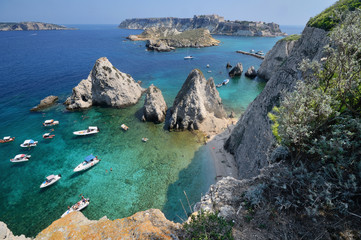 a glimpse of the Tremiti archipelago with the cliffs of Pagliai in the foreground and the island of San Nicola in the background