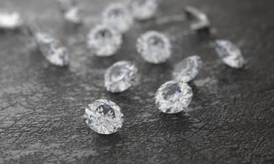 Realistic Diamonds group Soft Focus, 3d illustration.