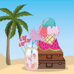 tropical beach scenery theme cartoon