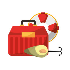 fishing tackle box and lifebuoy equipment hobby