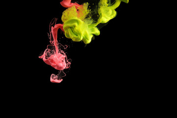 Acrylic colors in water. Ink blot. Abstract background.