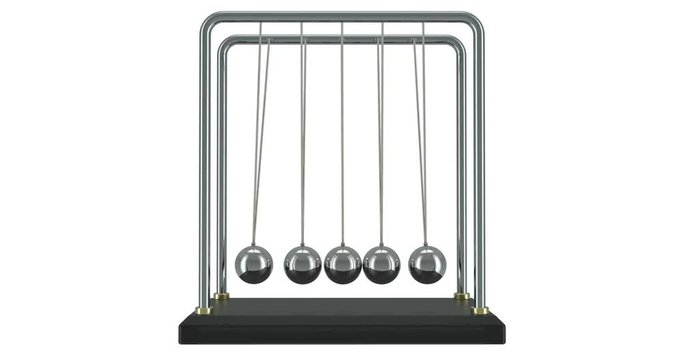 Pendulum, Newton's cradle in motion. 3D rendering isolated on white background
