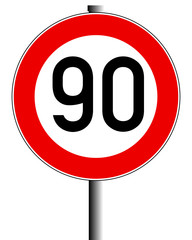 Schild 90 Km/h