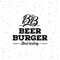 Naklejki  Beer and Burger Grunge White. Vector illustration