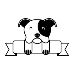 cute mascot dog domestic ribbon