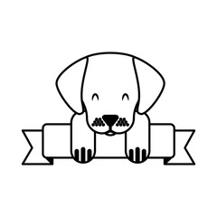 cute mascot dog domestic ribbon