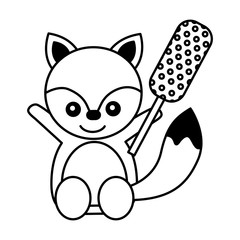 cute fox with lollipop sweet candy