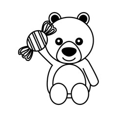 cute bear holding sweet candy