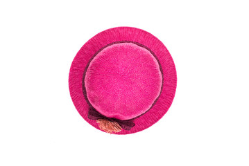 fashionable autumn red female hat isolated on white background