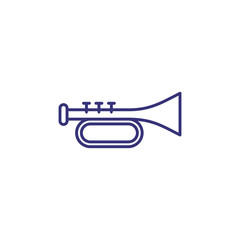 Trumpet line icon. Instrument, woodwind, performance. Concert concept. Vector illustration can be used for topics like jazz, orchestra, music
