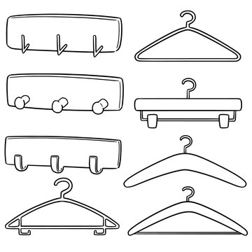 Vector Set Of Wall Coat Rack And Hanger