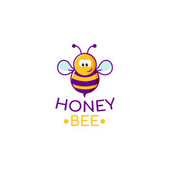 Flat cartoon character honey bee icon logo doodle concept.Logo Mascot Illustration for food shop,kids store,nursery