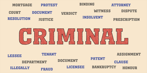 criminal tags and words cloud