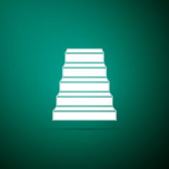 Staircase icon isolated on green background. Flat design. Vector Illustration