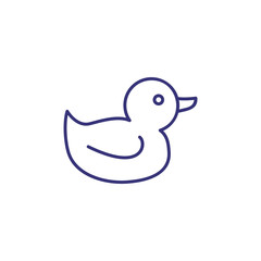Duck toy line icon. Toy concept. Childhood, toy, newborn. Vector illustration for topics like childhood, nursery, playing