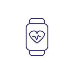 Watch with pulse line icon. Healthy lifestyle concept. Cardio, training, fitness. Vector illustration for topics like training, fitness, sport