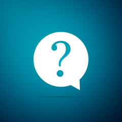 Question mark in circle icon isolated on blue background. Hazard warning symbol. Flat design. Vector Illustration