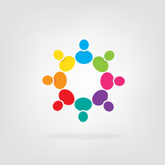 Logo teamwork meeting people icon vector
