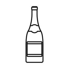 champagne bottle beverage on white background outline
