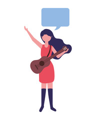 musician woman holding guitar speech bubble