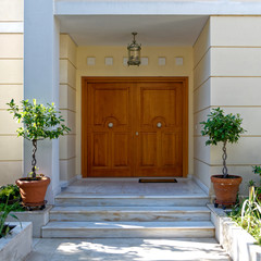 Fototapeta na wymiar contemporary house entrance door, Athens Greece