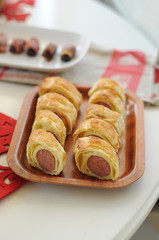 pastry with sausages