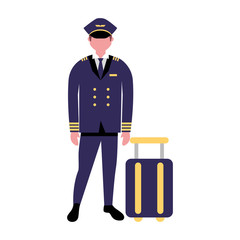 aviation pilot with suitcase travel
