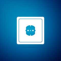 Electrical outlet icon isolated on blue background. Power socket. Rosette symbol. Flat design. Vector Illustration