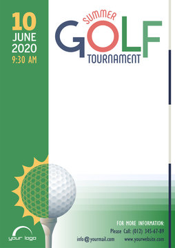Summer Golf Tournament poster template. Place for your text message. Vector illustration.